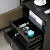Nightstand Side End Table LED Bedside Table BSD-06 black