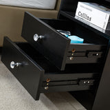 Nightstand Side End Table LED Bedside Table BSD-06 black