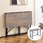 Burning wood finish 100cm folding desk with black metal X-frame