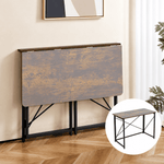 Burning wood finish 100cm folding desk with black metal X-frame