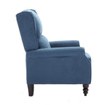 Micasa push back recliner chair in a cozy blue fabric showcasing a side view of its modern design and comfortable structure.