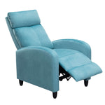 Recliner Chair CR-KJ2003 with plush cushions in blue, perfect for relaxation and good posture.