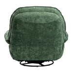 swivel rocker glider couch with phone holder in green fabric, showcasing its modern design and comfort features.