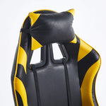 Ergonomic Gaming Chair CR-M2 Black and Yellow Lumbar Pillow with Gold Wolf Emblem Embroidery - ArtisanSA