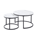 Nesting Coffee Table CT-002 White Marble & Black - ArtisanSA