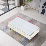 White/Black Bone Gold Wood Coffee table CT-302