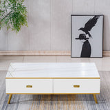 White/Black Bone Gold Wood Coffee table CT-302