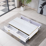 White/Black Bone Gold Wood Coffee table CT-302