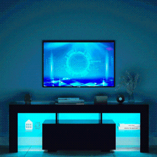 Modern TV stand media console with LED light and remote control4