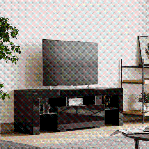 Modern TV stand media console with LED light and remote control5