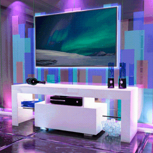 Modern TV stand media console with LED light and remote control8