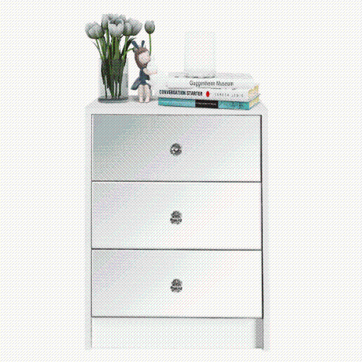 Elegant mirrored bedside nightstand with drawer - modern furniture0