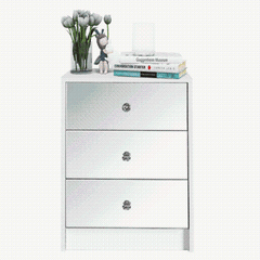 Elegant mirrored bedside nightstand with drawer - modern furniture0