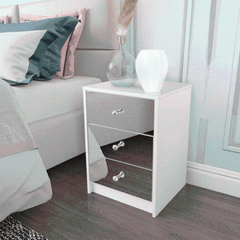 Elegant mirrored bedside nightstand with drawer - modern furniture5