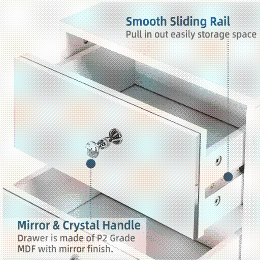 Elegant mirrored bedside nightstand with drawer - modern furniture6