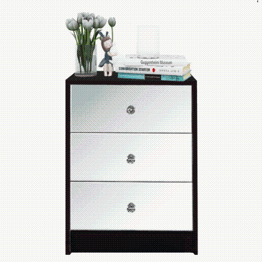 Elegant mirrored bedside nightstand with drawer - modern furniture3