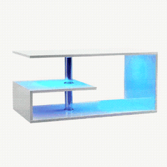 Modern black LED side table with versatile end table and bookshelf design