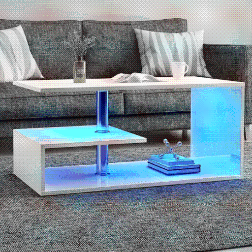 Modern black LED side table with versatile end table and bookshelf design