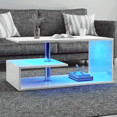 Modern black LED side table with versatile end table and bookshelf design