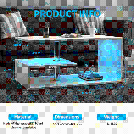 Modern black LED side table with versatile end table and bookshelf design