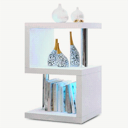 Modern Side Table End Table Book Shelf with Integrated LED Light - SHI8-ST260