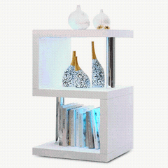 Modern Side Table End Table Book Shelf with Integrated LED Light - SHI8-ST260