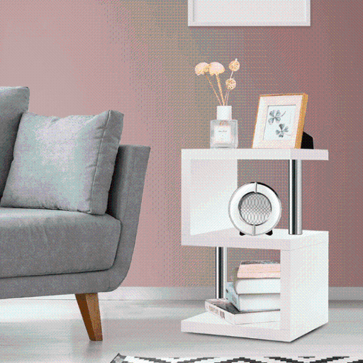 Modern Side Table End Table Book Shelf with Integrated LED Light - SHI8-ST261