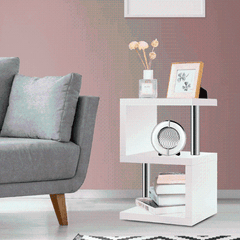 Modern Side Table End Table Book Shelf with Integrated LED Light - SHI8-ST261