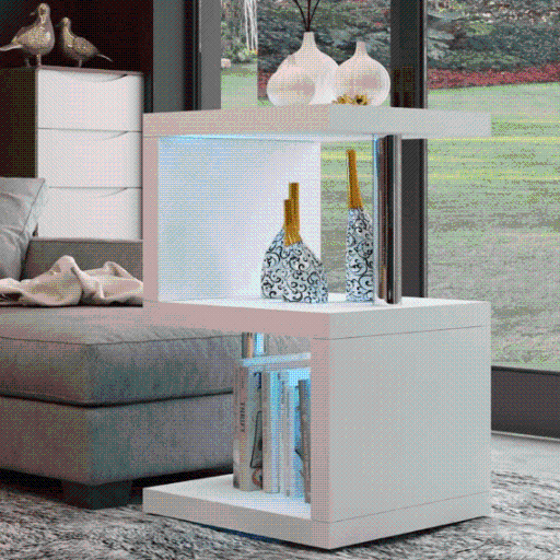 Modern Side Table End Table Book Shelf with Integrated LED Light - SHI8-ST262
