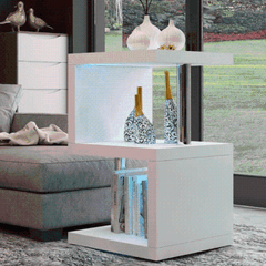 Modern Side Table End Table Book Shelf with Integrated LED Light - SHI8-ST262