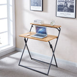 Foldable Teak Wood Computer Desk H06