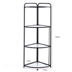 Black corner shelf with dimensions on a white background | Artisansa SA