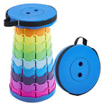 Retractable telescopic foot stool KJ-01 colourful folding stool with blue carrying case on white background | Artisansa SA