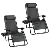 2-Pack Foldable Garden Sun Lounger Set with Headrest & Side Table,Outdoor Recliner for Camping & Hiking KJF012