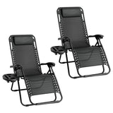 2-Pack Foldable Garden Sun Lounger Set with Headrest & Side Table,Outdoor Recliner for Camping & Hiking KJF012