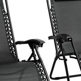 2-Pack Foldable Garden Sun Lounger Set with Headrest & Side Table,Outdoor Recliner for Camping & Hiking KJF012