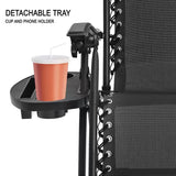 2-Pack Foldable Garden Sun Lounger Set with Headrest & Side Table,Outdoor Recliner for Camping & Hiking KJF012