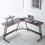 L-Shaped Desk with Monitor Shelf OD-59 featuring a modern design and functional workspace for home or gaming.