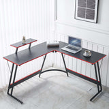 L-Shaped Desk with Monitor Shelf OD-59 featuring a modern design and functional workspace for home or gaming.