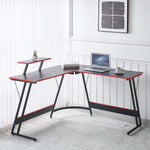L-Shaped Desk with Monitor Shelf OD-59 featuring a sleek design and functional workspace setup.