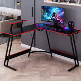 L-Shaped Desk with Monitor Shelf OD-59 featuring sleek design and modern gaming setup.