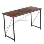 Portable teak wood computer desk with sturdy metal frame