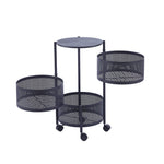 Lockable caster wheels for stability on a round storage trolley