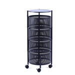 Stable base and wheel assembly of a round storage trolley