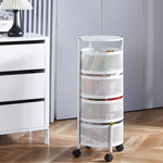 White 5 tier round storage trolley for home organization