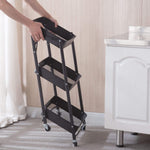 3-Tier Storage Cart being operated, showcasing its durable design and portability.