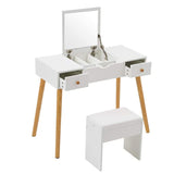 Versatile Dressing Table Set with Foldable Mirror & Makeup Stool SHI13RO