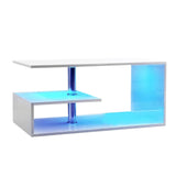 White Modern LED Side Table & Bookshelf - Versatile End Table with Lighting SHI7CTAV-WHT