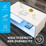 White Modern LED Side Table & Bookshelf - Versatile End Table with Lighting SHI7CTAV-WHT