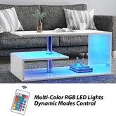 White Modern LED Side Table & Bookshelf - Versatile End Table with Lighting SHI7CTAV-WHT
